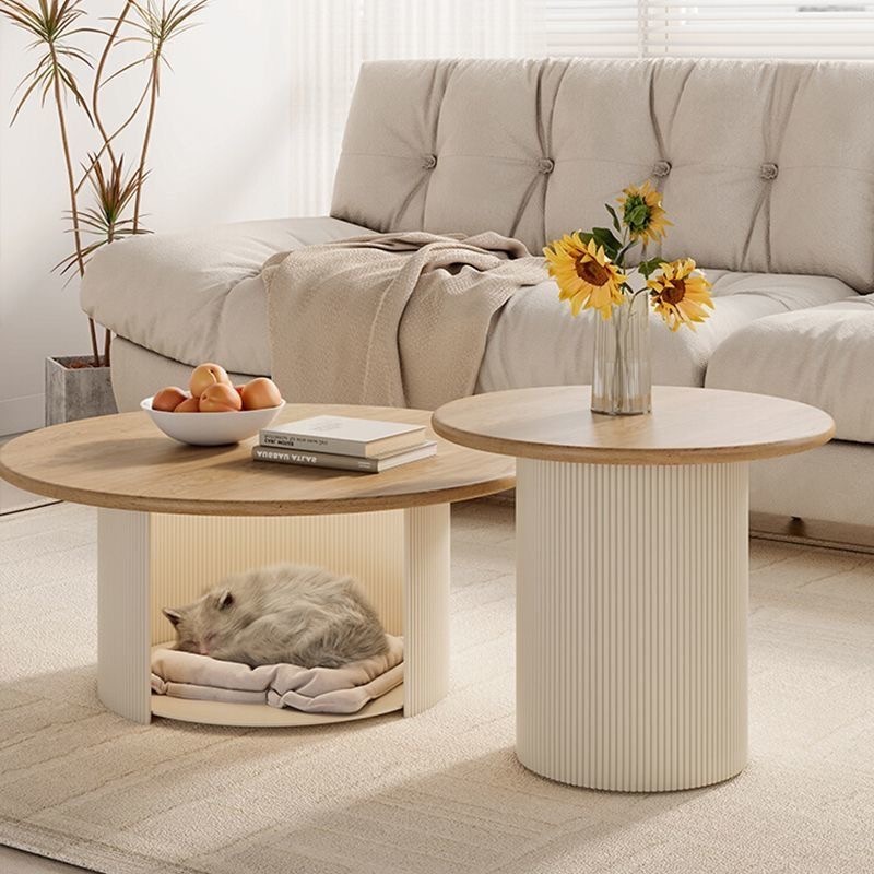 Cream-style coffee table set for home use in small living rooms, modern minimalist light luxury round letter-shaped side table