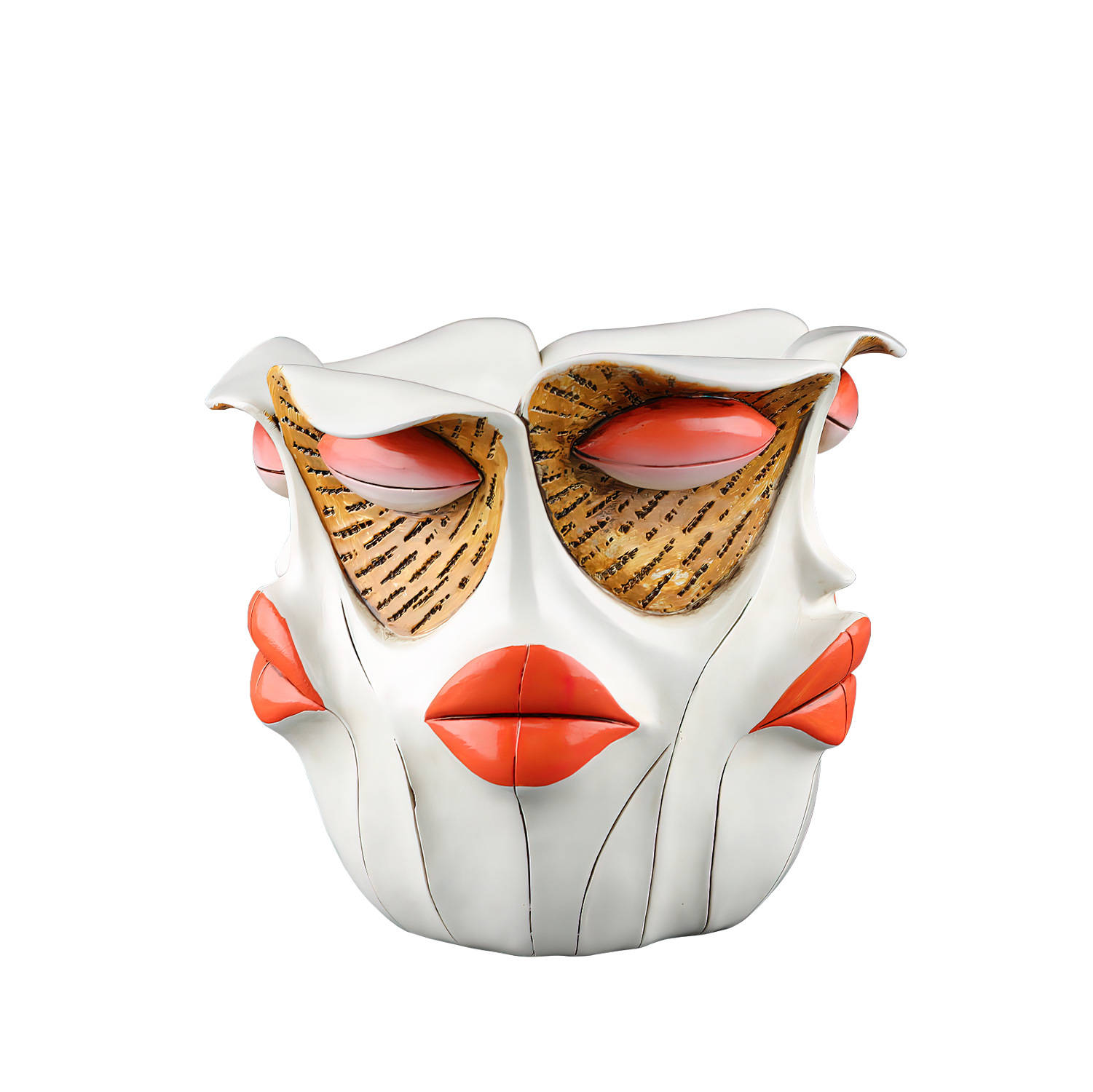  New Product Creative Multi-Faceted Girl's Face Resin Flower Pot Home Desktop Courtyard Garden Set Decorative Ornaments