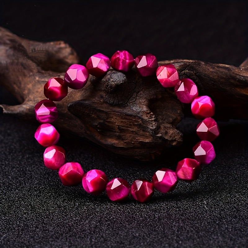 Europea y americana transfronteriza diamante corte Tiger Eye piedra con cuentas pulsera tejida negro ágata brillo piedra pulsera con cuentas para hombres y mujeres