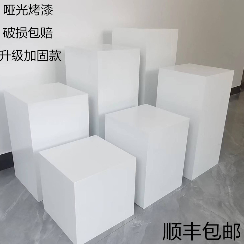 Wholesale handicraft display cabinet square paint exhibition display stand window floor shooting ornaments sculpture white booth