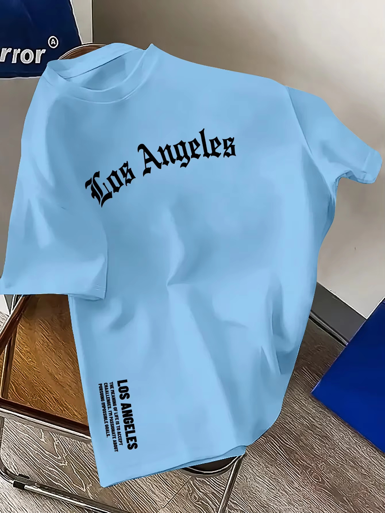 Herr t-shirt i bomull med los angeles tryck och lös passform_voghion.com