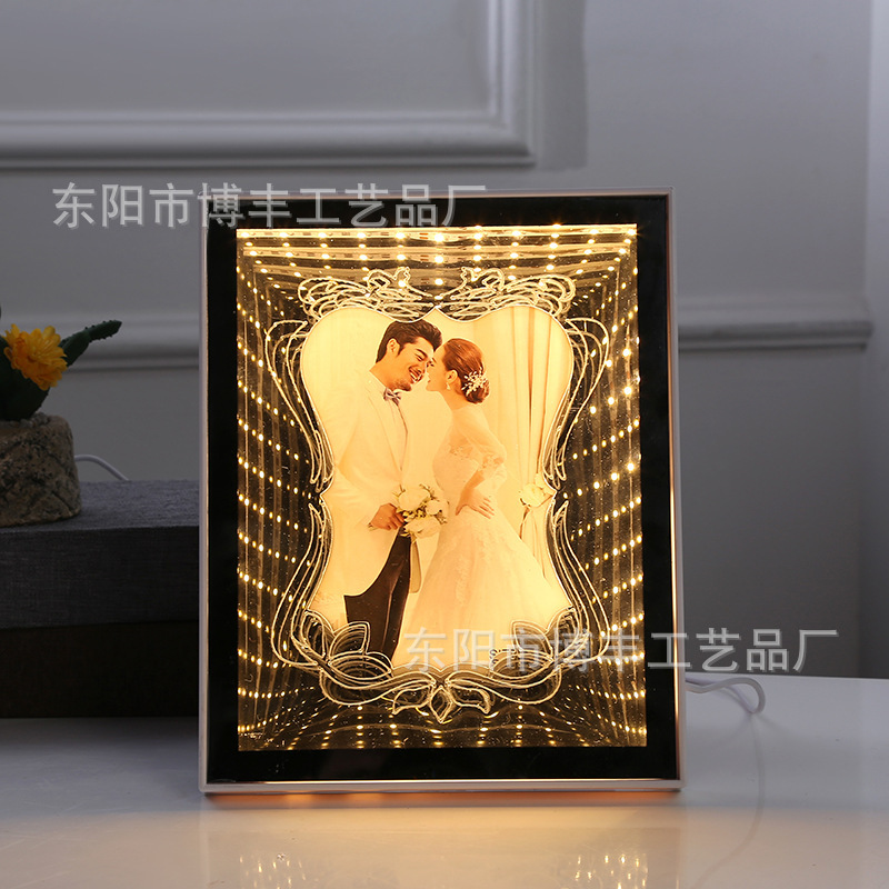 LED light luxury crystal glass photo frame table ABS wedding photo studio USB interface luminous photo frame wholesale LED light luxury crystal glass photo frame table ABS wedding photo studio USB interface luminous photo frame wholesale
