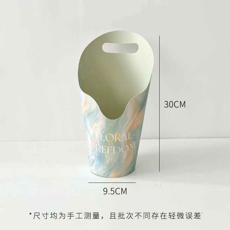 芯苼 馥郁油画圆形手提鲜花束插花盒花店花艺手工diy礼物包装资材|undefined