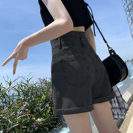 牛仔短裤女夏装2021年新款宽松a字显瘦时尚卷边高腰外穿热裤潮ins