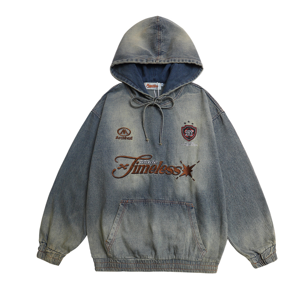 Retro denim hoodie