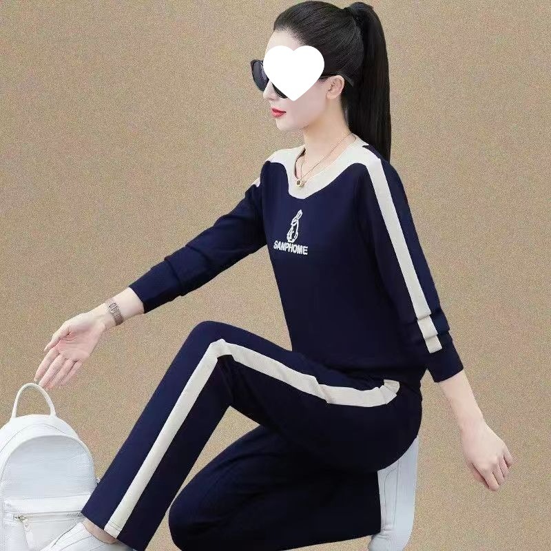 2025年休闲运动套装春秋装新款圆领长袖卫衣宽松大码时尚两件套女|undefined