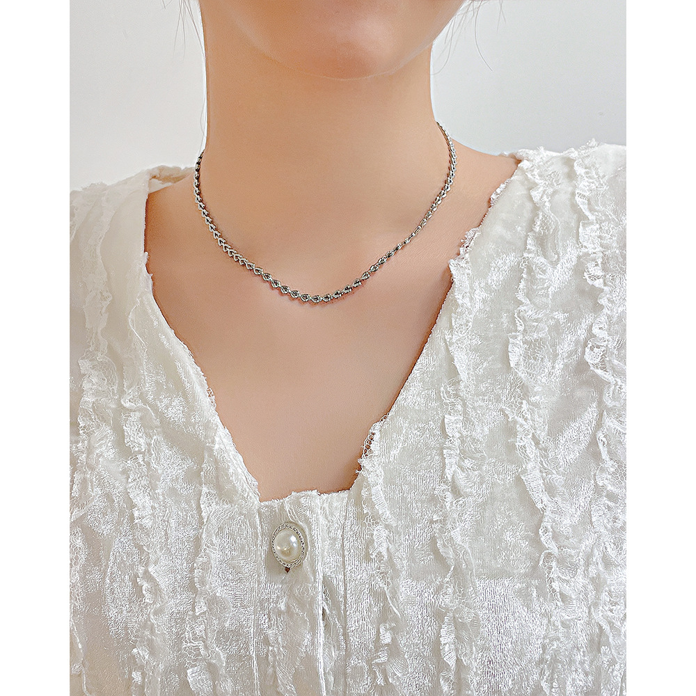 Wholesale Simple Style Heart Shape Titanium Steel Necklace_colorza_4