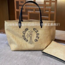 潮流上班通勤包手提购物袋大容量小众复古麻布字母编织手提袋