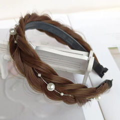 Wig Fishbone Braid Pearl Hair Clip Women Wide Edge Toothed French Braid Headband Non-Slip Handmade Braided Hair Accessory