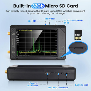 4inch Handheld Spectrum Analyzer Touch Screen High Frequency Output 100K-5.3Ghz with 32Gb Memory Card