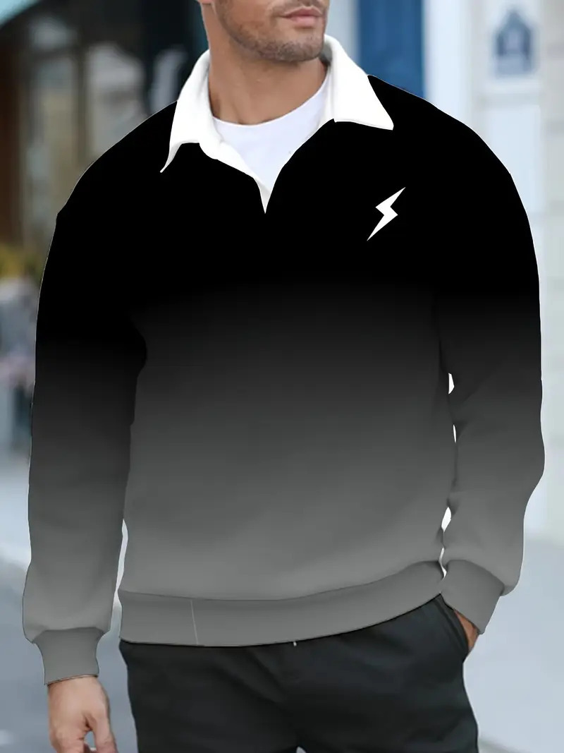 Sudadera para hombre nuevo primavera, otoño e invierno juventud engrosamiento color degradado solapa marca de moda chaqueta de manga larga MB14