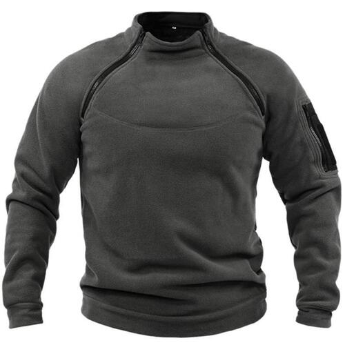 O'Malley Stand Collar Men's Sweatshirt Fleece Spring and Autumn Loose Solid Color Outdoor Warm Breathable Tactical Top