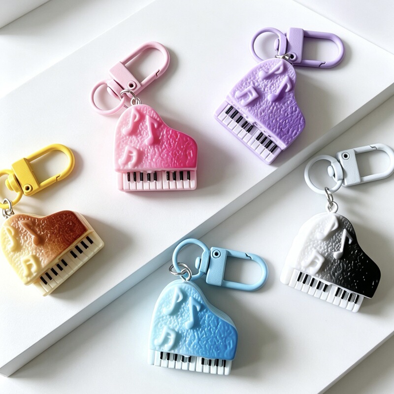 Piano-Shaped Colorful Keychain Cute Pendant High-Value New Style Girly Bag Charm Couple Gift