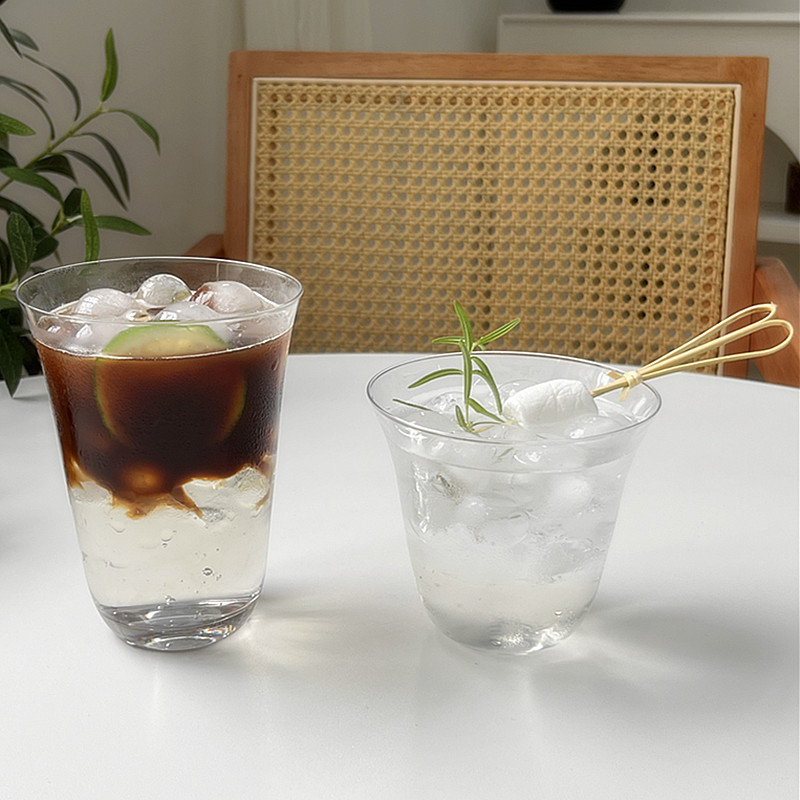 Ins-style wide-mouth glass coffee cup, slim iced Americano latte cup, minimalist tea cup, cocktail cup, cold drink cups