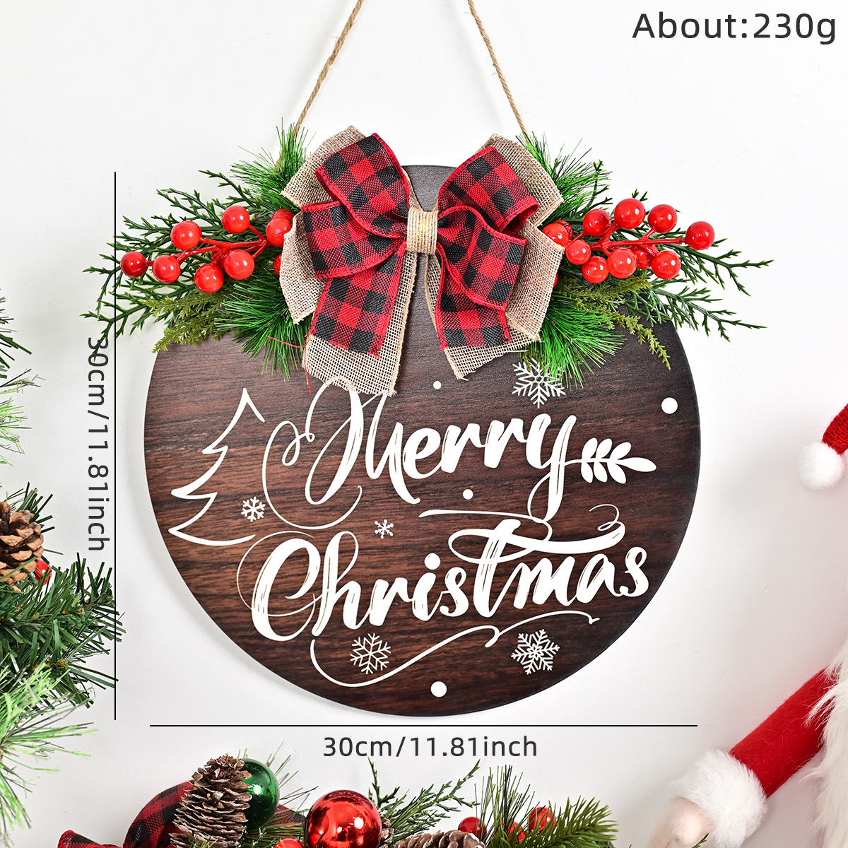 XM - 0030 Corona de madera navideña - 001