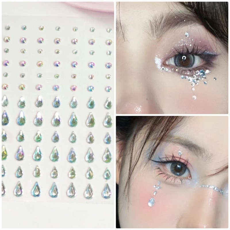 Internet celebrity eye makeup Diamond water drop diamond broken diamond tear drop diamond self-adhesive tear mole makeup flash diamond jewelry creative makeup face patch