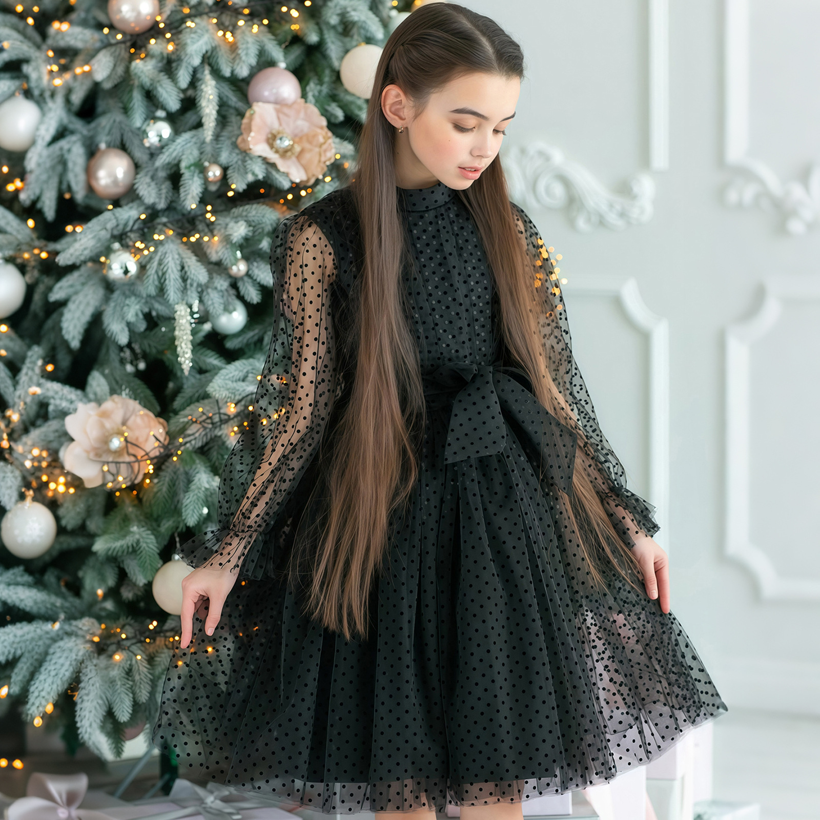 children's black elegant evening dress