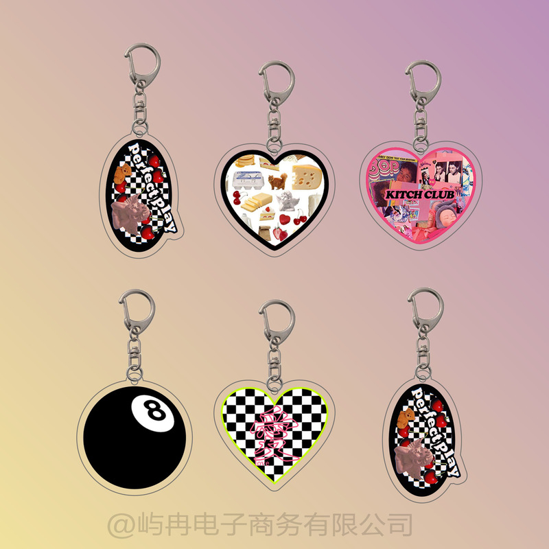 Vintage y2k steam wave billiard ball Black 8 acrylic pendant acrylic keychain bag pendant earphone set pendant