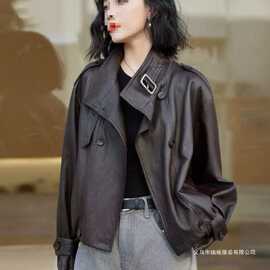 感立领皮衣外套女短款2025秋季新款百搭洋气美式机车皮夹克潮