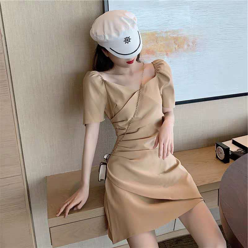 Váy liền ôm body eo thon gọn Hàn Quốc FL19866 mùa hè — màu đen, kaki chi tiết 3