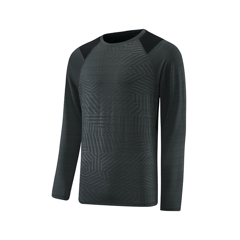 Primavera y otoño deportes de ocio al aire libre de los hombres de manga larga Camiseta de color de moda a juego cuello redondo suelta transpirable bottoming top en stock U