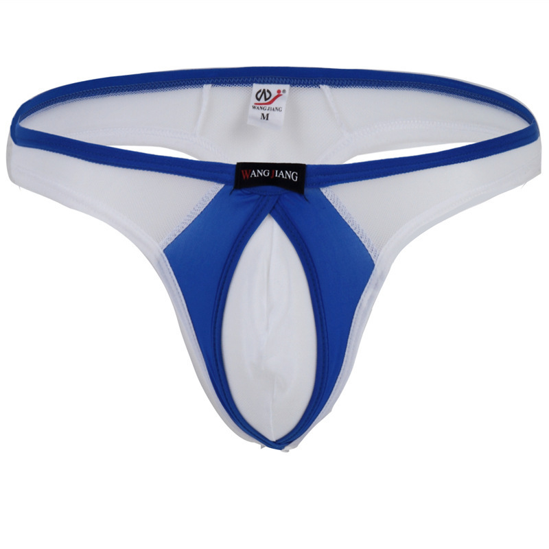 Factory Direct Sale Men's Mesh Underwear with Outer Hanging Ring, Fashionable and Sexy Breathable Sheer 1003Dk