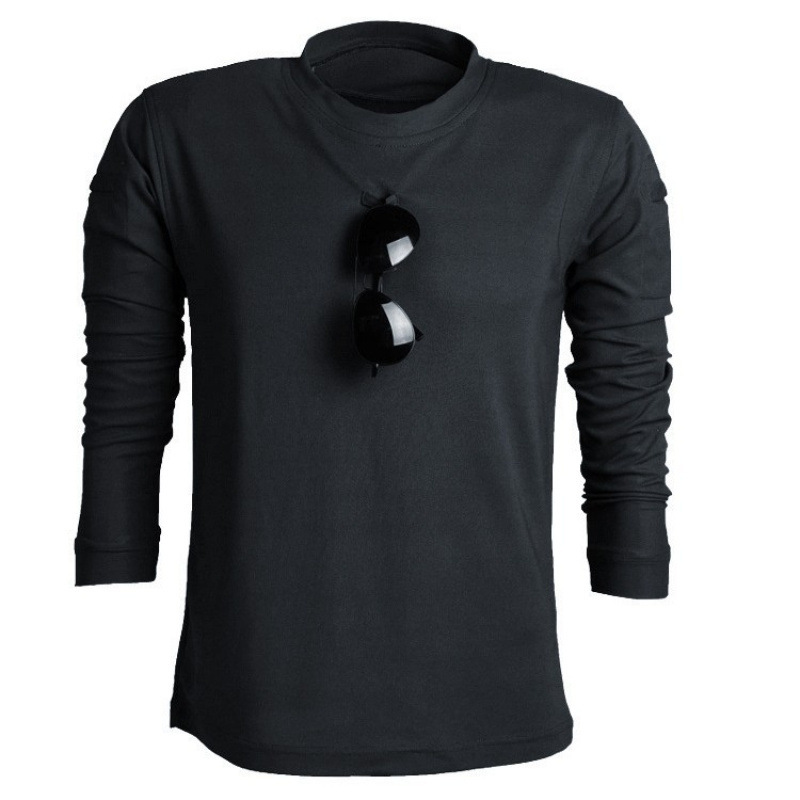 Casual T-Shirt for Men, Loose Fit, Large Size, Tactical Long-Sleeved, Elastic, Sweat-Absorbent, Outdoor Training T-Shirt, Long-Sleeved T-Shirt, Quick-Drying