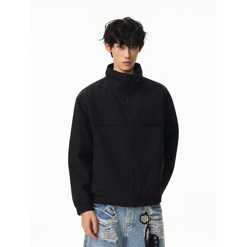 ACE小众设计师复古立领子弹拉链工装夹克男士春秋潮牌外套HJ5802|undefined