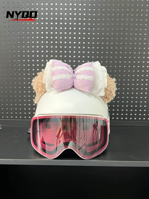 Helmet Accessories, Motosiklet dəbilqələri - daffy-bear-purple-bow-helmet-not-included
