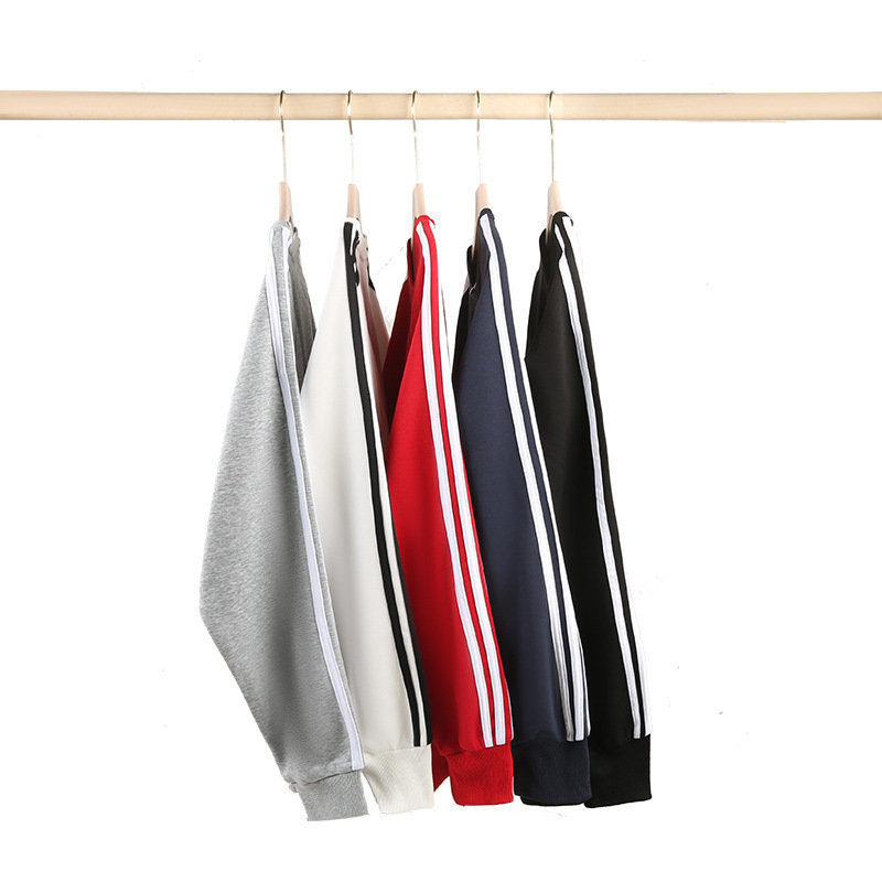 Spring and Autumn New Style Casual Solid Color Sports Pullover Top Three Stripes Round Neck Sweatshirt Couple Style Casual Top Spring and Autumn New Style Casual Solid Color Sports Pullover Top Three Stripes Round Neck Sweatshirt Couple Style Casual Top