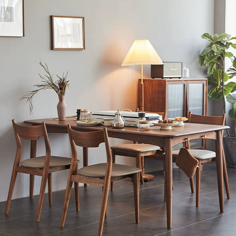 Североамериканский черный орех Обеденный стол и стул из цельного дерева Домашняя простая мебель в скандинавском японском стиле Маленькая квартира Прямоугольный обеденный стол