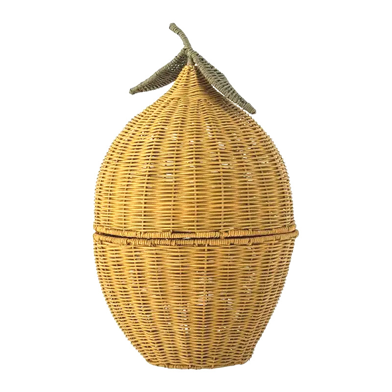 Cesta de ropa sucia tela de vidro a mano de limón cesta de almacenamiento de juguetes canasta de almacenamiento de decoración de alojamiento residencial hotel