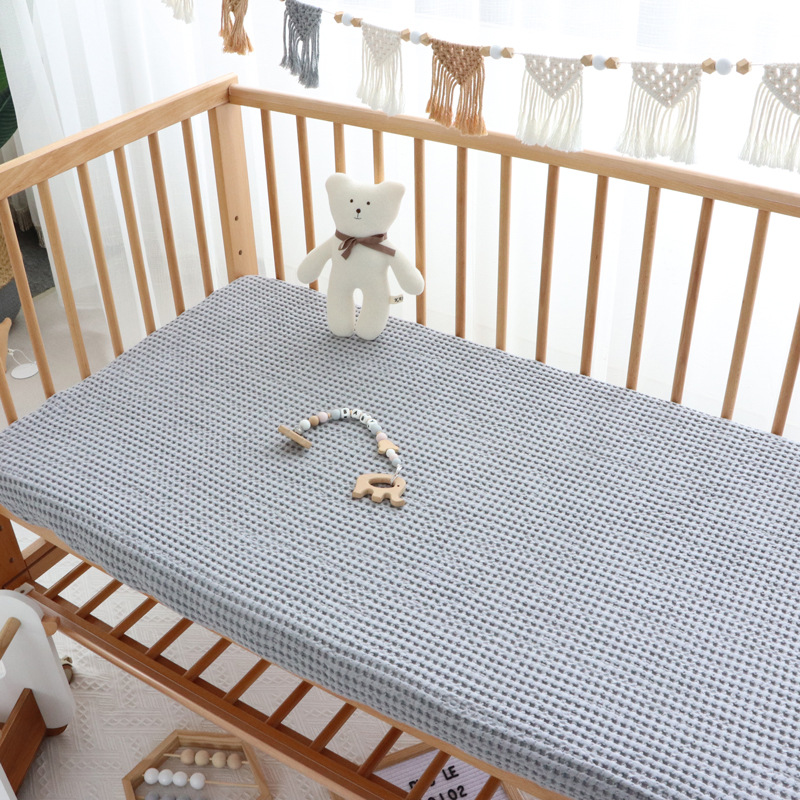 Pure Cotton Waffle Crib Bed Cover Non-Fluorescent Newborn Baby Bed Sheet Newborn Children Bed Cover All Seasons Universal