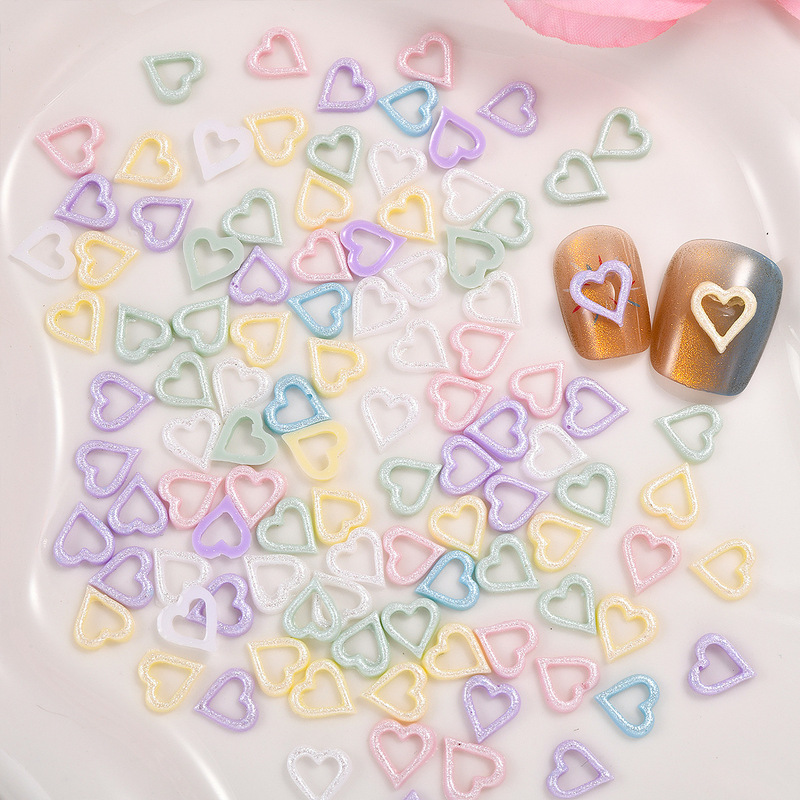 Internet Celebrant Explosive Dopamine Color Nail Art Jewelry Color Cute Mini Hollow Love Wear Armor Decoration