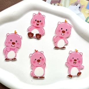 [Large Size] Acrylic Little Beaver Ruby Cute Pink Cartoon Image Patch Cultural and Creative DIY Decorative Accessories