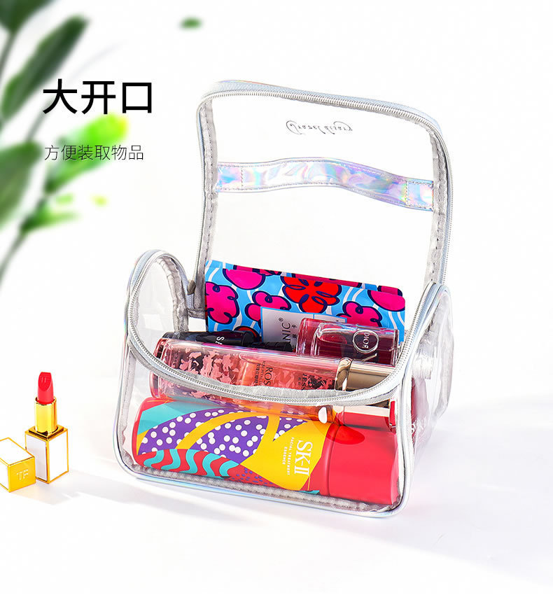 Bolso curvo transparente bolsa de cosméticos ins style Super Hot Net Red de gran capacidad de viaje portátil lavado cosméticos bolso curvo transparente