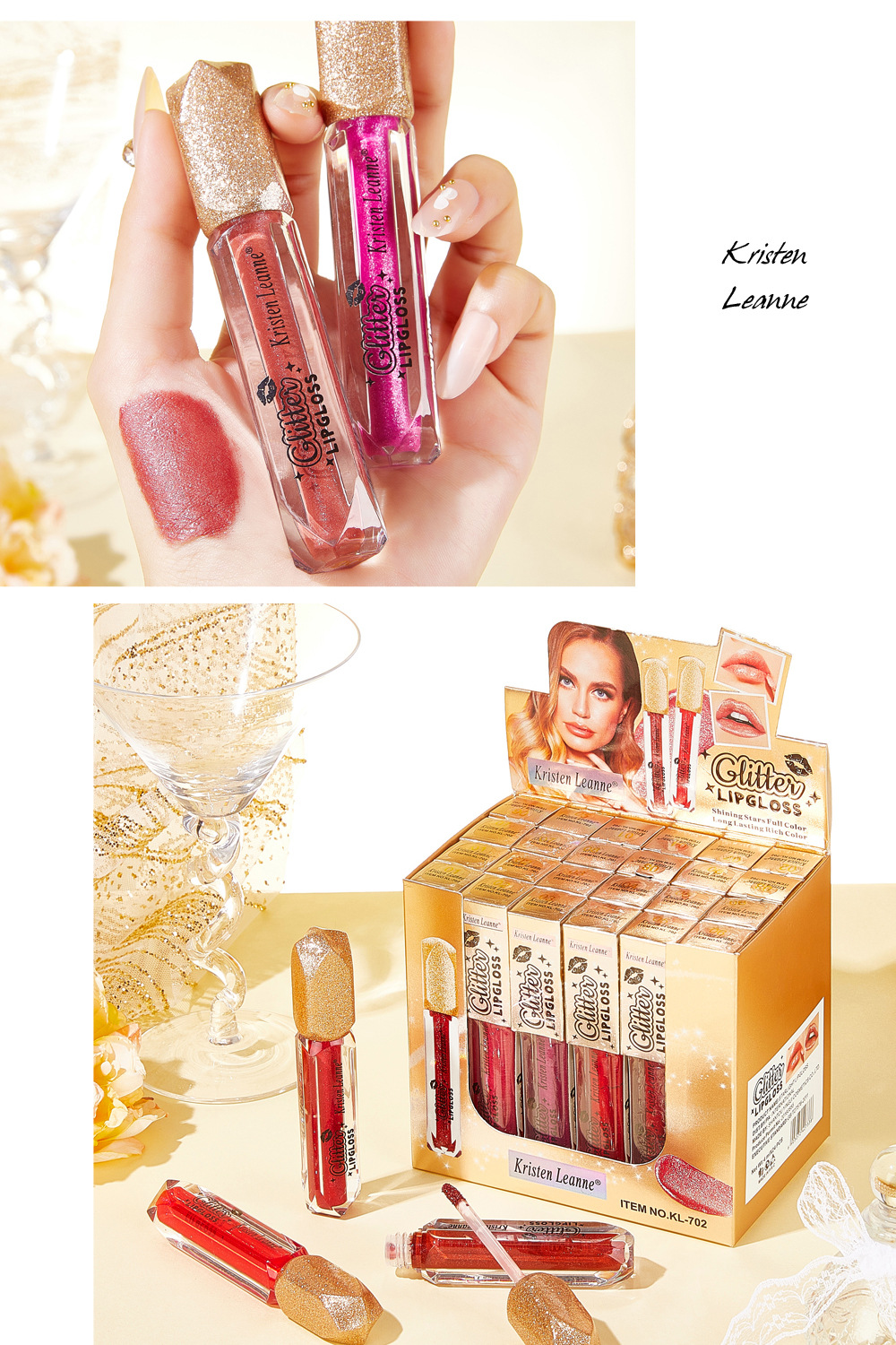 RISTEN LEANNE Black Technology skinner klarere, når du nipper til den Pearl Glitter Lipgloss Non-stick Cup Matte Lipgloss_voghion.com