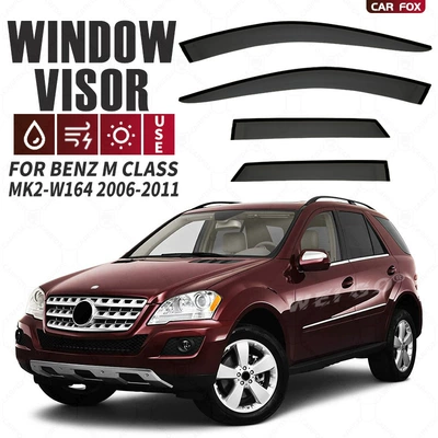 Rain shield – Suitable for Mercedes-Benz M-Class - standard-packing-without-logo-mercedes-benz-m-class-mk2-w164-2006-2011-plexiglas-without-bright-strips-rain-shield