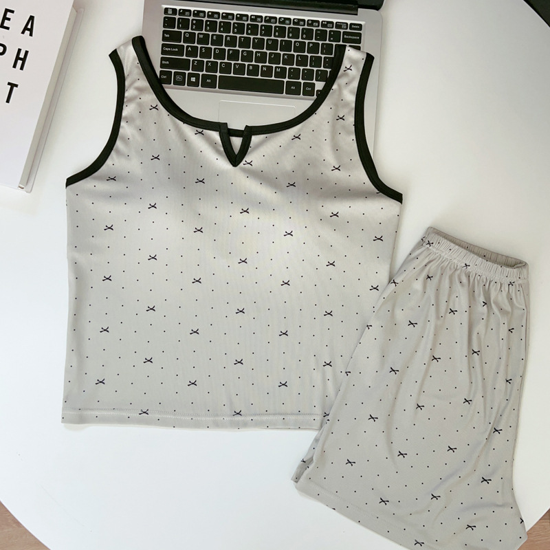 胸パッド付きオールインワンキャミソールレディース夏ピュアセクシーキャミソールストライプショーツパジャマホームウェア2点セット