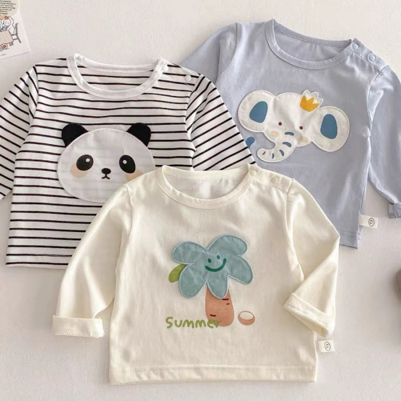 Мультфильм Т- shirt, наклейки, телесный детский весенний нашивка, корейский стиль, западный стиль