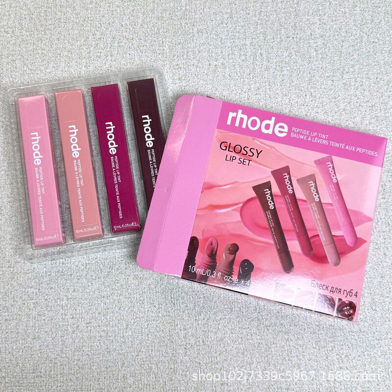 Rhode Hailey's Raspberry Ribbon Toast Espresso Lip Gloss Lip Glaze 4-Piece Set Rhode Hailey's Raspberry Ribbon Toast Espresso Lip Gloss Lip Glaze 4-Piece Set