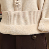 2025秋冬新款假两件毛衣针织上衣宽松中老年一体绒洋气时尚女装，女装针织衫/毛衣，妃慕昵服饰