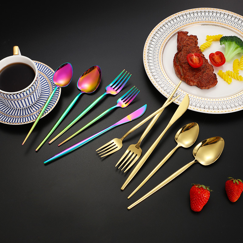 Simple ins estilo 304 vajilla de acero inoxidable cuchara de café occidental comida cuchillo tenedor cuchara espejo cuchillo tenedor venta al por mayor vajilla traje