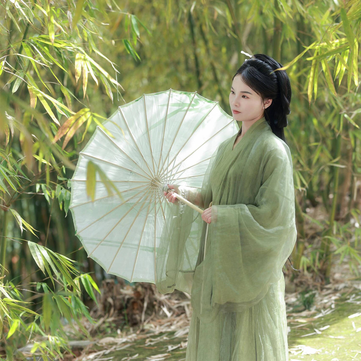 Oil-Paper Umbrella in Wei and Jin Dynasty Style for Photography, Traditional Chinese Fashion Accessories for Women, Hanfu, Qipao, Props, Classical Dance, Craft Umbrella