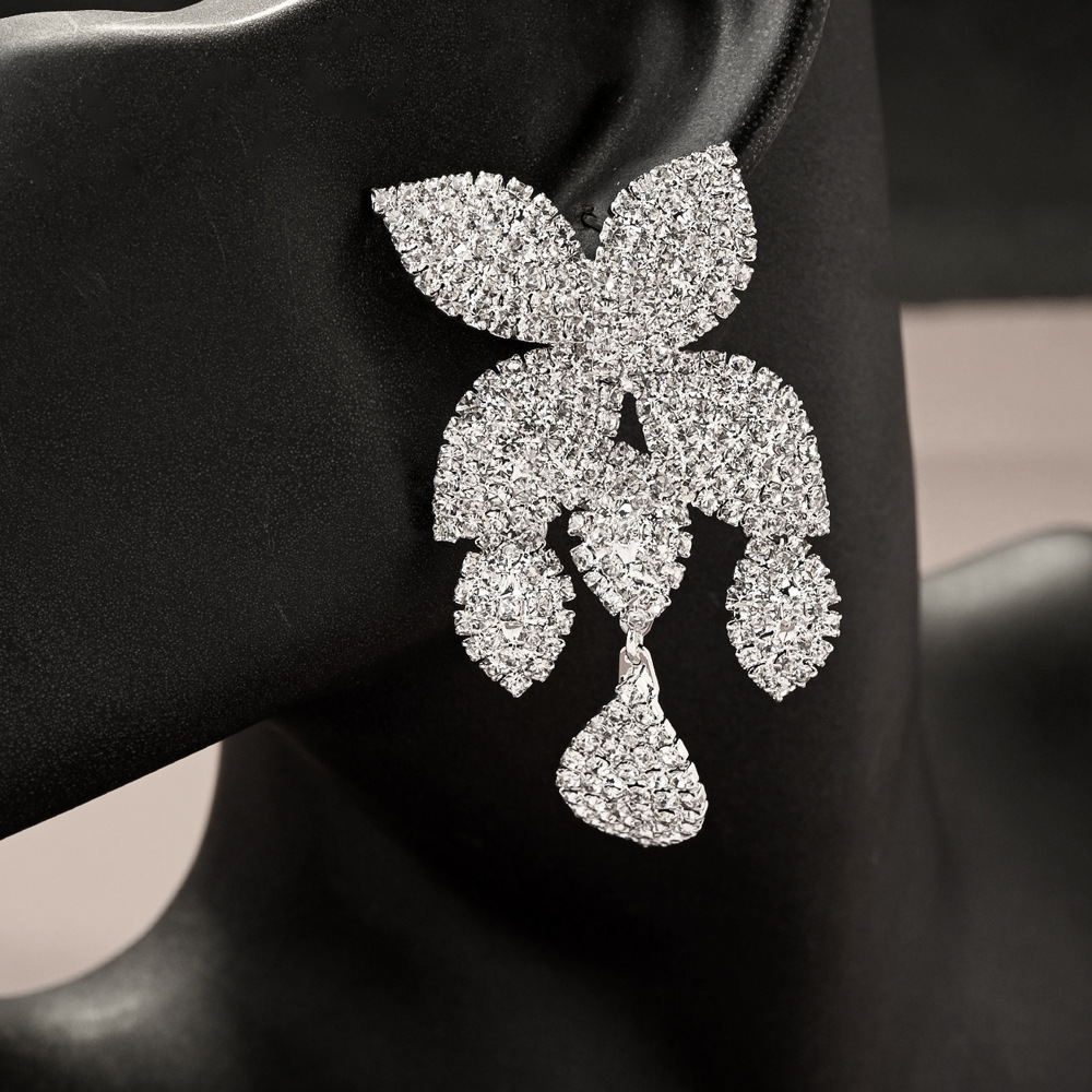 Flower Pattern Women's Gender Simple Style Style 1 Pair Simple Style Flower Inlay Rhinestone Rhinestones Drop Earrings