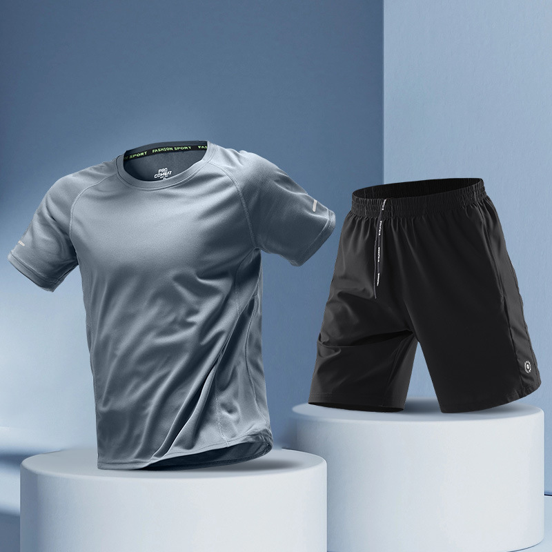 Trajes deportivos de seda de hielo para hombres, ropa de ejercicio, ropa de secado rápido, camisetas de verano, camisetas de baloncesto de entrenamiento delgadas, camisetas de manga corta