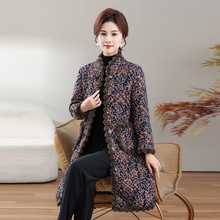 一件代发妈妈冬季大码中长款过膝棉衣加绒加厚防风保暖中老年棉袄