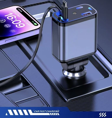 Fast Charging Flash Charging Retractable | Mobil şarj cihazları - boxed-alloy-star-projector-lamp-with-digital-display-and-dual-type-c-cables