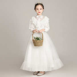 2025【儿童礼服】女童白纱花童婚礼小女孩钢琴演出服小公主