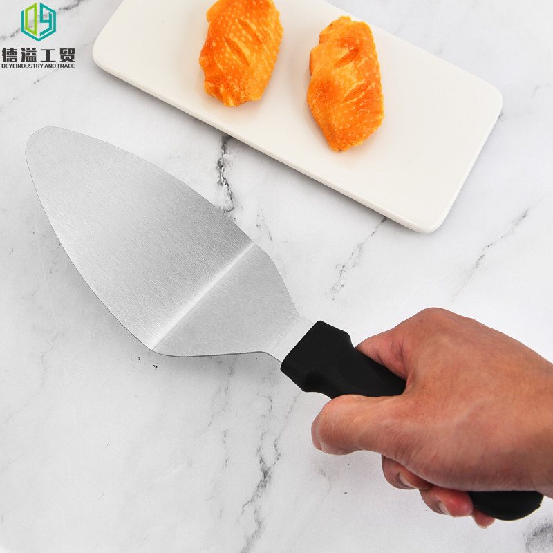 Small stainless steel Korean pan spatula, cooking spatula, iron plate burnisher, plastic handle steak spatula, wholesale